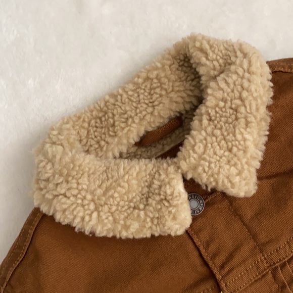 Gap Denim | Fall 2023 Sherpa Lined Icon Denim Jacket 778072 Bright Brown (5) - Picture 4 of 16